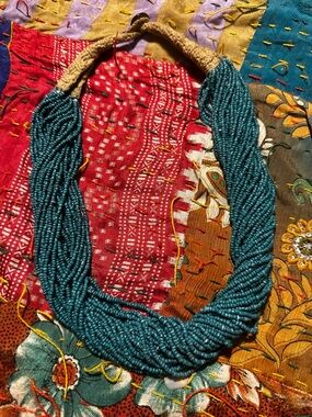 Turquoise Seed Bead Multi-Strand Necklace